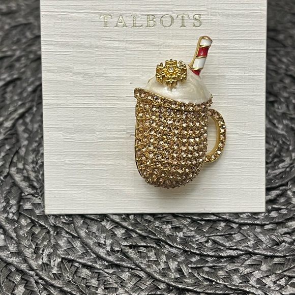 Talbots Gold and Cream Crystal Mug Brooch - Picture 1 of 1